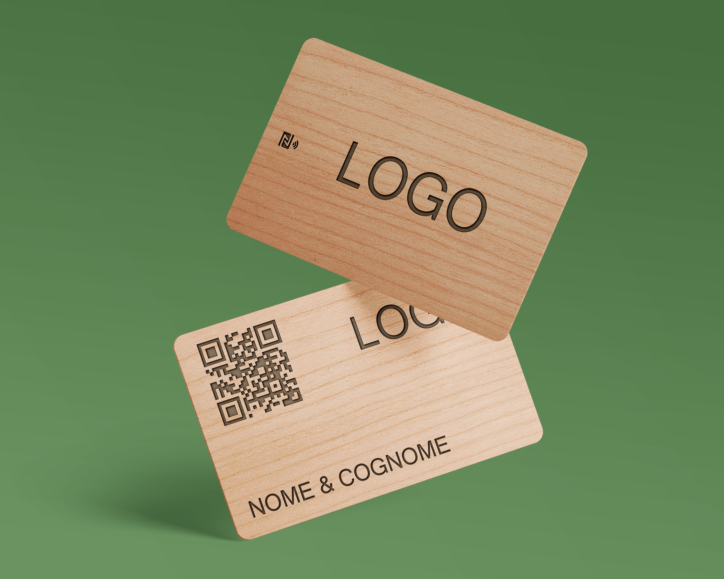 Biglietti da visita NFC Contactless in Bamboo incisione laser